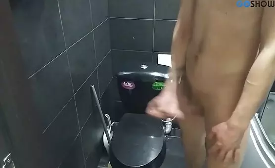 Eyeglasses Wearing Guy Giving Handjobs in Bathroom